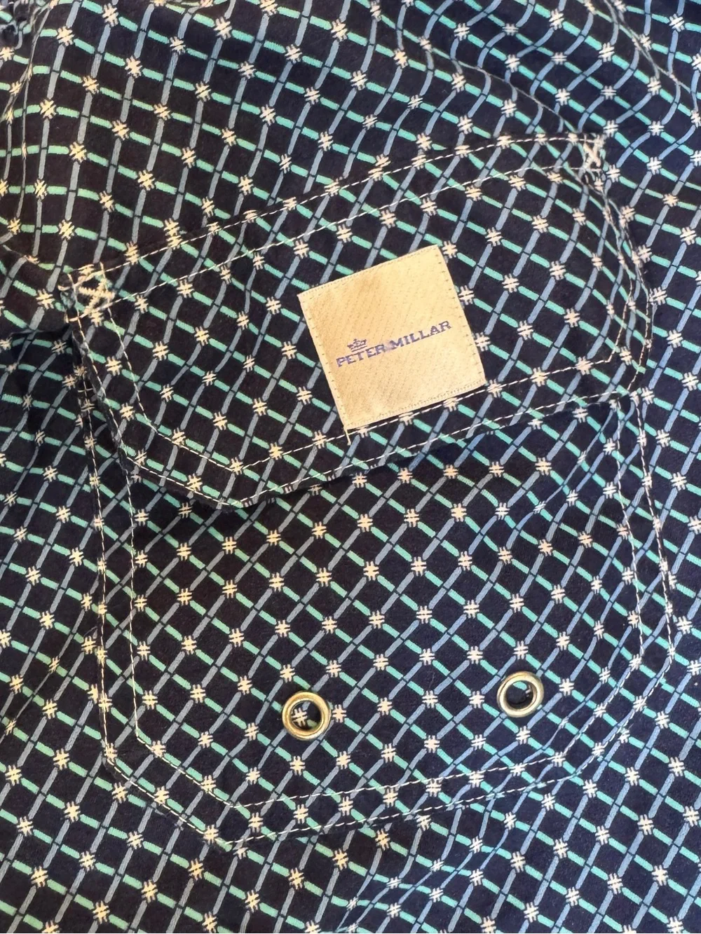 Peter Millar Blue Printed Swim Trunks